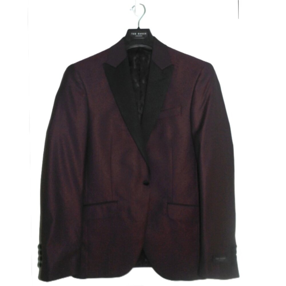 $798 NWOT Men's 38R TED BAKER Jules Tuxedo SPJ Evening Dinner Jacket in Burgundy